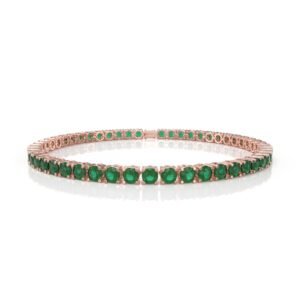 12.54 Carat Natural Diamond Emerald Tennis Bracelet in 18K Gold – 4.5MM Luxury Bracelet Dubai UAE