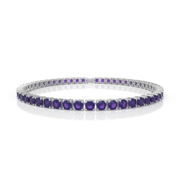 18K Gold Natural Amethyst Tennis Bracelet (4.5 MM)