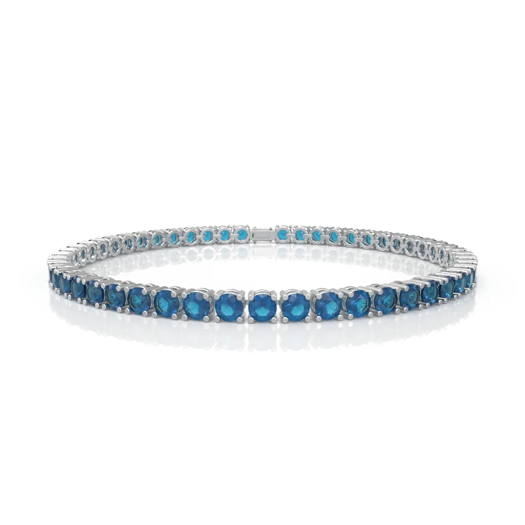 18K gold natural blue topaz tennis bracelet 4.5 mm gemstone bracelet