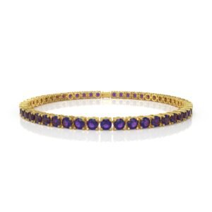 12.54 Carat Natural Diamond Amethyst Tennis Bracelet in 18K Gold – 4.5MM Luxury Bracelet Dubai UAE