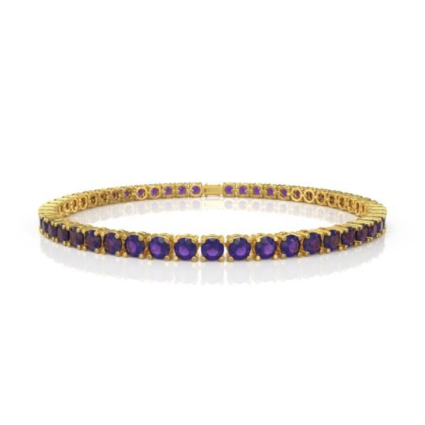 12.54 Carat Natural Diamond Amethyst Tennis Bracelet in 18K Gold – 4.5MM Luxury Bracelet Dubai UAE