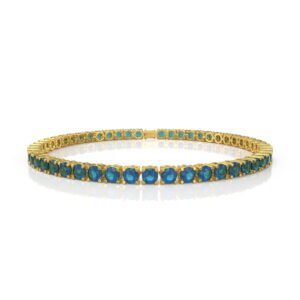 12.54 Carat Natural Diamond Blue Topaz Tennis Bracelet in 18K Gold – 4.5MM Luxury Bracelet Dubai UAE