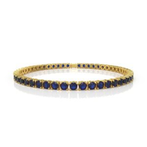 12.54 ct 18K Gold Natural Diamond Blue Sapphire Tennis Bracelet (18cm) – 4.5MM Round Cut Luxury Sapphire Bracelet Dubai UAE