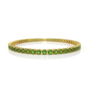 12.54 Carat Natural Diamond Peridot Tennis Bracelet in 18K Gold – 4.5MM Luxury Bracelet Dubai UAE