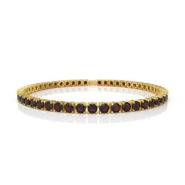 18K Gold Natural Garnet Tennis Bracelet (4.5 MM) - Image 2