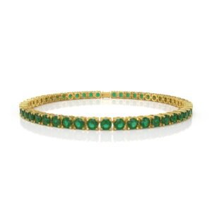 12.54 Carat Natural Diamond Emerald Tennis Bracelet in 18K Gold – 4.5MM Luxury Bracelet Dubai UAE