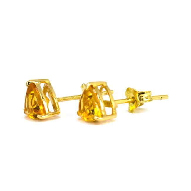 Citrine Trilliant Earrings in 18K Gold - Image 3