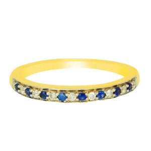 Blue Sapphire Diamond Pave Flow Ring in 18k Gold