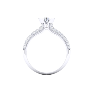 Regal Round 0.40 Carat Diamond Halo with Side Stones Ring in 18k Gold