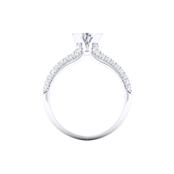 Regal Round 0.40 Carat Diamond Halo with Side Stones Ring in 18k Gold