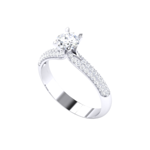 Trendy Round 0.40 ct Diamond Geometric Halo Ring in 18k Gold