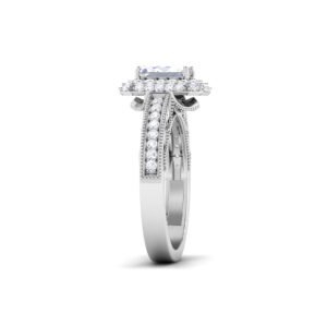 Exquisite Majesty: Emerald-Cut Diamond Ring with Diamond Accents in 18k Gold