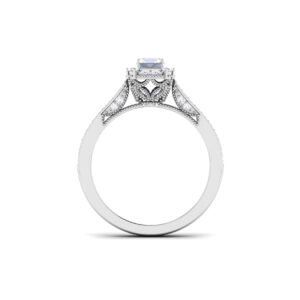 Regal Splendor: Emerald-Cut Diamond Ring with Accented Diamonds in 18k Gold