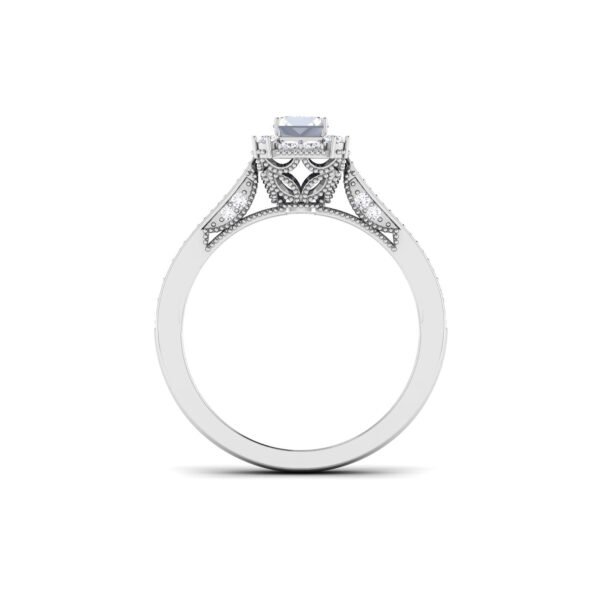 Regal Splendor: Emerald-Cut Diamond Ring with Accented Diamonds in 18k Gold
