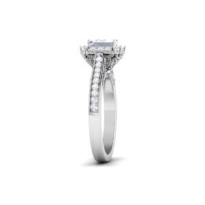 Regal Splendor: Emerald-Cut Diamond Ring with Accented Diamonds in 18k Gold