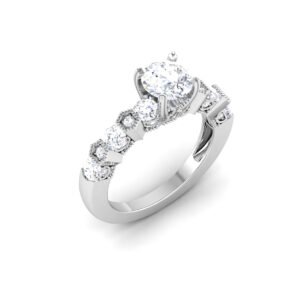 Iridescent Radiance: 1 Carat Diamond Ring, Captivating Luminescence in 18k Gold