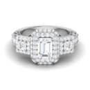 Captivating Brilliance: Emerald-Cut Diamond Ring with Accented Diamonds in 18k Gold