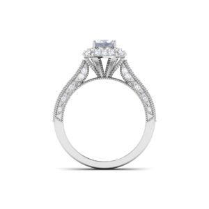 Opulent Sparkle: 18k Gold Emerald-Cut Diamond Engagement Ring with Glittering Accents