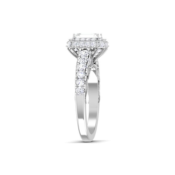 Luxurious Legacy: Emerald-Cut Diamond Ring with Accented Diamonds in 18k Gold
