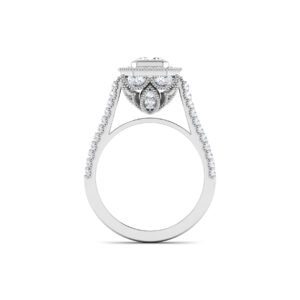 Gilded Splendor: Emerald-Cut Diamond Ring with Accented Diamonds in 18k Gold