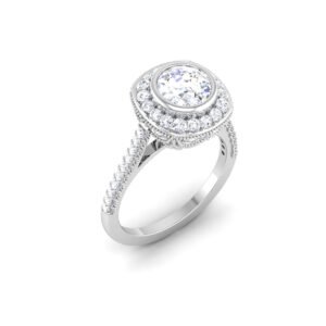 Glistening Cascade: 1 Carat Diamond Ring Captivating Sparkle in 18k Gold