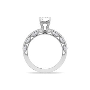 Radiant Royalty: 18k Gold Emerald-Cut Diamond Ring with Diamond Accents