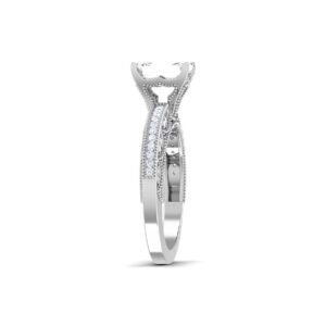 Radiant Royalty: 18k Gold Emerald-Cut Diamond Ring with Diamond Accents