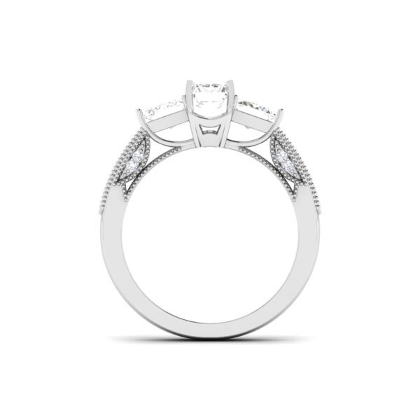 Glamorous Treasures: Emerald-Cut Diamond Ring with Accented Diamonds in 18k Gold - Image 2