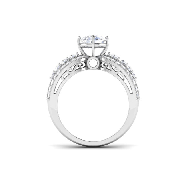 Elegant Majesty: 1 Carat Diamond Ring, Timeless Glamour in 18k Gold