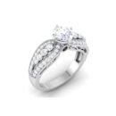 Elegant Majesty: 1 Carat Diamond Ring, Timeless Glamour in 18k Gold