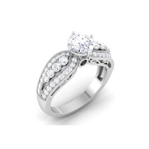 Elegant Majesty: 1 Carat Diamond Ring, Timeless Glamour in 18k Gold