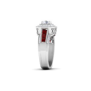Ruby Rhapsody: 0.7 Carat Diamond Ring with Accent Rubies, Captivating Fusion in 18k Gold