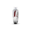 Regal Symphony: 1 Carat Diamond Ring with Princess Cut Rubies, Majestic Harmony in 18k Gold