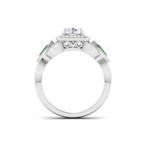 Emerald Serenade: 0.6 Carat Diamond Ring with Enchanting Emeralds, Captivating Beauty in 18k Gold