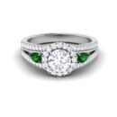 Emerald Enchantment: 0.60 Carat Diamond Ring with Pear-Shaped Emerald Accents, Opulent Elegance in 18k Gold