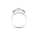 Emerald Enchantment: 0.60 Carat Diamond Ring with Pear-Shaped Emerald Accents, Opulent Elegance in 18k Gold