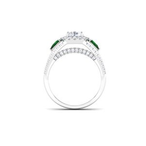Emerald Enchantment: 0.60 Carat Diamond Ring with Pear-Shaped Emerald Accents, Opulent Elegance in 18k Gold