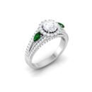Emerald Enchantment: 0.60 Carat Diamond Ring with Pear-Shaped Emerald Accents, Opulent Elegance in 18k Gold