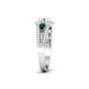 Emerald Enchantment: 0.60 Carat Diamond Ring with Pear-Shaped Emerald Accents, Opulent Elegance in 18k Gold