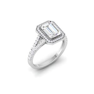 Classic Opulence: Emerald-Cut Diamond Ring with Delicate Side Diamonds