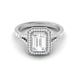 Classic Opulence: Emerald-Cut Diamond Ring with Delicate Side Diamonds