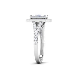 Classic Opulence: Emerald-Cut Diamond Ring with Delicate Side Diamonds