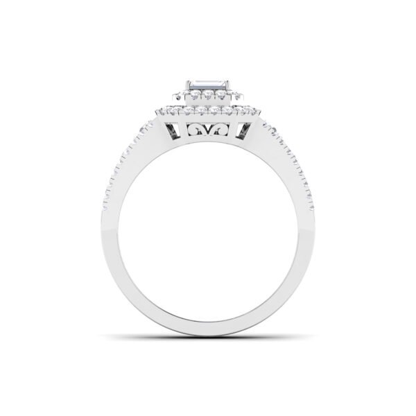 Luxury Defined: 18k Gold Emerald-Cut Diamond Ring with Stunning Accents