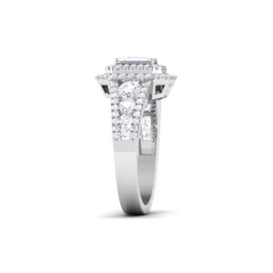Luxury Defined: 18k Gold Emerald-Cut Diamond Ring with Stunning Accents