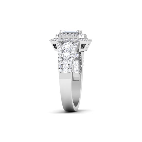 Luxury Defined: 18k Gold Emerald-Cut Diamond Ring with Stunning Accents