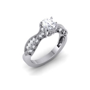 Radiant Cascade: 0.9 Carat Diamond Ring, Captivating Brilliance in 18k Gold
