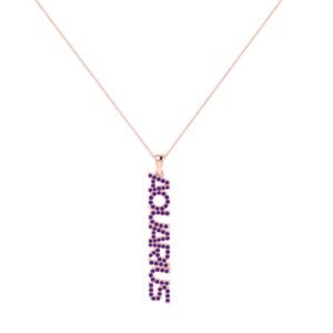 Aquarius Zodiac Name Pendant with February Birthstone Amethyst