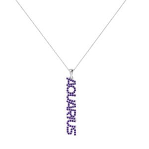 Aquarius Zodiac Name Pendant with February Birthstone Amethyst