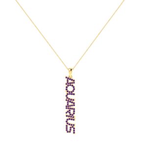 Aquarius Zodiac Name Pendant with February Birthstone Amethyst