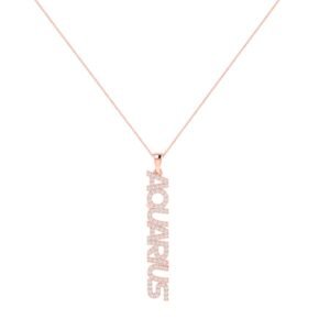 Aquarius Zodiac Name Pendant with Diamonds